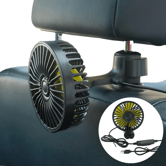 360 Grados Ventilador Para Auto Asiento Trasero De Coche Usb Xtellar negro