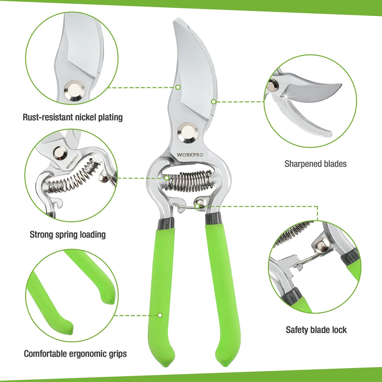 Workpro 8-Inch Bypass & Straight Blade Pruner Set photo 2