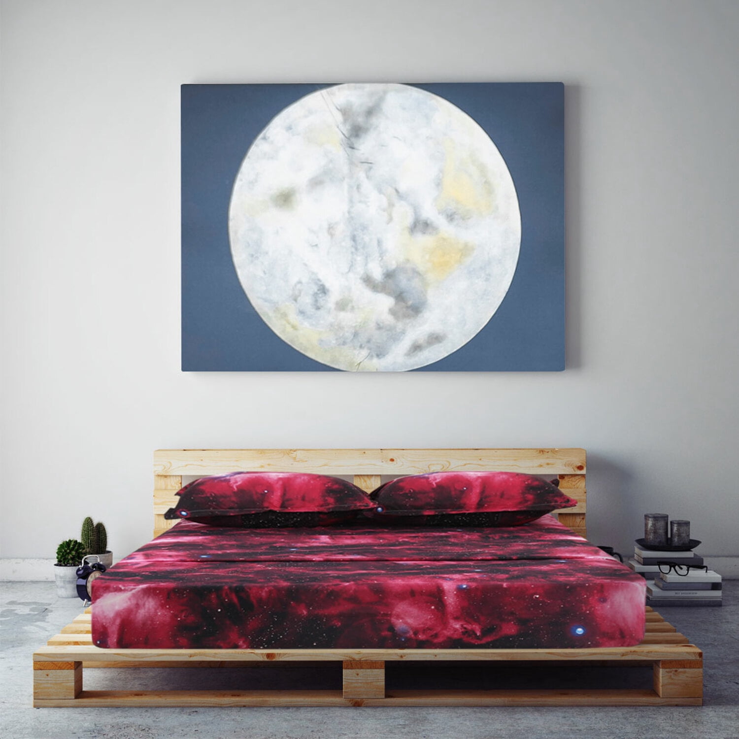 Unique Bargains Galaxy Print Bed Sheets Pillow Cases Bedding Set Red Queen