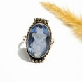 thumbnail image 3 of Women’s Iolite Ring – Oval Cut Gemstone Vintage Oxidized Silver Ring, Handmade Healing Crystal Ring Size US 7.5, 3 of 6