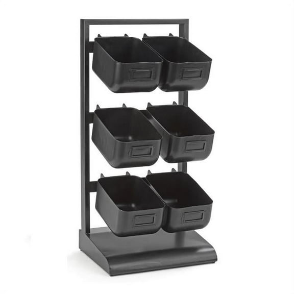 Tripar International 21556 22.75 x 10.75 x 9.25 in. 6 Metal Bin Tabletop Organizer, Black