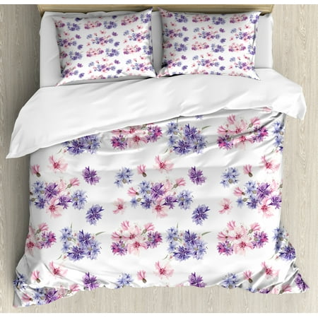 Watercolor Duvet Cover Set Floral Pattern With Wedding Inspired