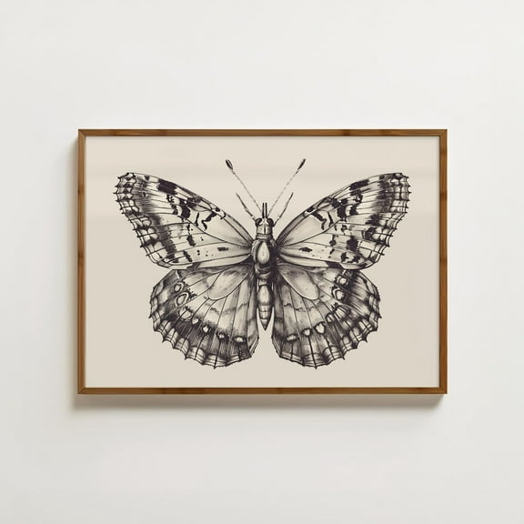 Vintage Butterfly Print Moody Insect Dark Academia Print Antique Moth Gothic Home Decor Goth Wall Art Cottagecore Aesthetic Home Decor #1243, Unframed Poster Size 8x12