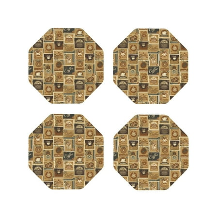 

Tideii coffee Stamps for Leather Coasters 4 Pieces Anti-fouling and Anti-scalding Decorative Coasters Suitable for Restaurants Kitchens Coffee Shops-Octagon