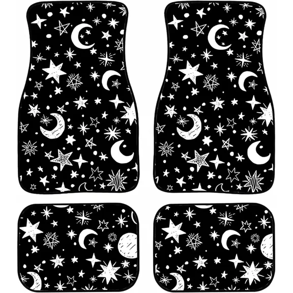 FUIBENG Art Flowers Pattern Car Floor Mats Vehicle Front Rear Carpets Mat Set of 4 Floral Auto Foot Mats All Weather Universal