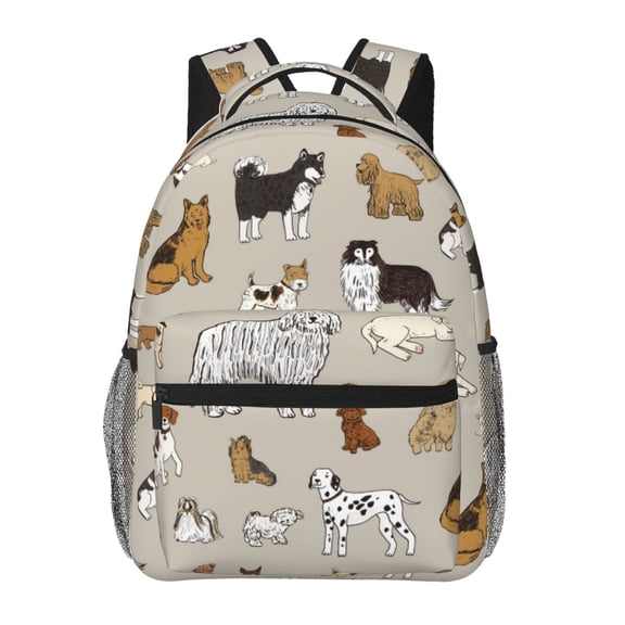 Rateoe Dog Animal Pattern Casual Backpack for School, Work, Travel – Adjustable Straps, Multiple Compartments – Ergonomic Design, Fits Laptops and Tablets
