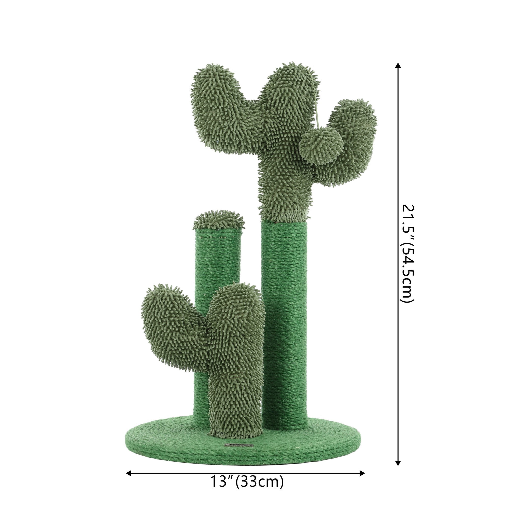 THE LICKER STORE Marfa 21.5" Modern Jute Triple-Cactus Cat Scratching Post with Fuzzy Toy, Green, CTR1008A
