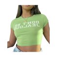 thumbnail image 4 of VISgogo Camisa de Mujer, Manga Corta Cuello Redondo Tops Letras Estampado Calle Casual Otoño Primavera Verano Crop Camisa Corta VISgogo  moda, 4 of 9