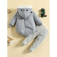 thumbnail image 4 of Bagilaanoe 2pcs Newborn Baby Girl Boy Long Pants Set Long Sleeve Hooded Romper Tops + Stripe Trousers 6M 12M 18M 24M Infant Cosplay Outfits, 4 of 8