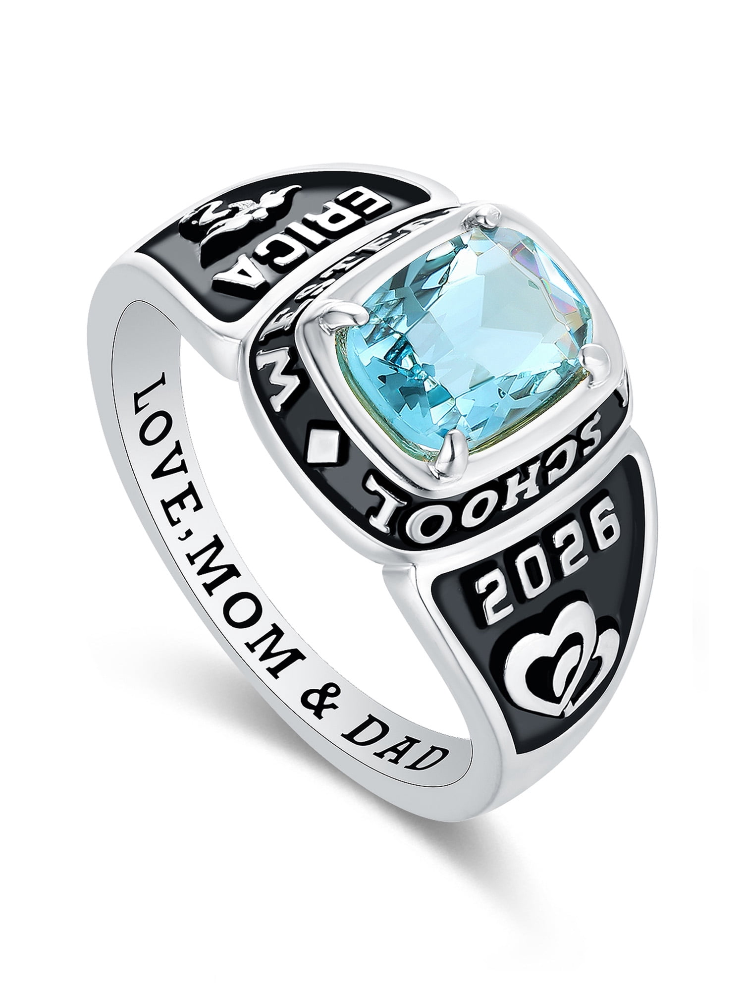 Mementos Jewelry Customized Eternal 10kt White Gold Women's Class Rings for High School College