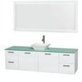 thumbnail image 2 of Wyndham Collection Amare 72" Single Bathroom Vanity in Glossy White Green Glass Countertop Bone Porcelain Sink & 70" Mirror, 2 of 2