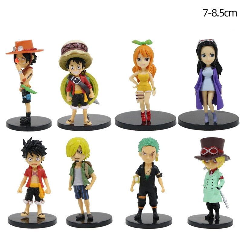 Aiouniya New 8pcs Set Anime One Piece Action Figure Luffy Roronoa Zoro Nami Sanji Robin Sabo Ace Cute Cartoon Collect Pvc Model Toy Gift Other