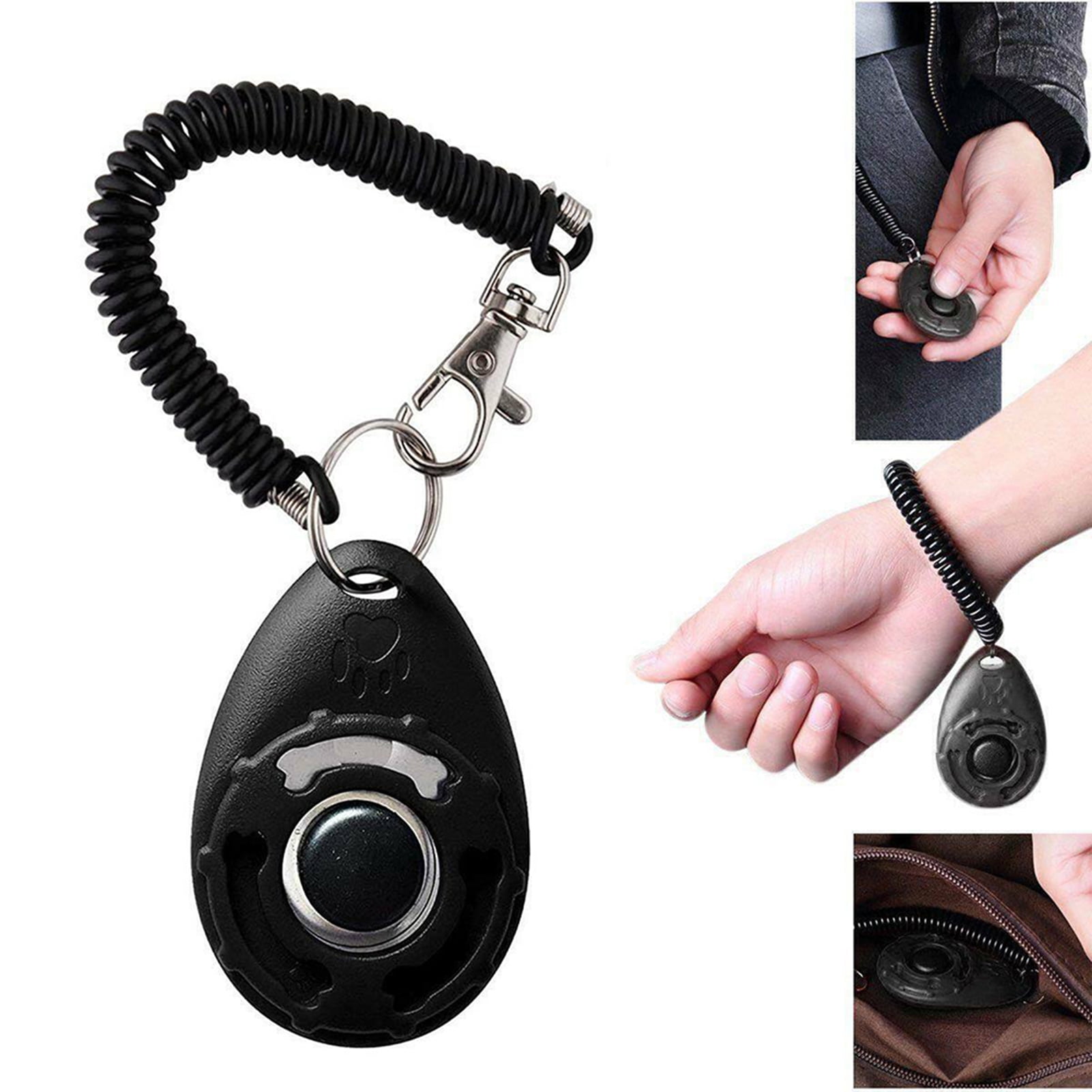 JEROCK Dog Training Clickers with Wrist Strap, Training Clicker for Pet  Like Dog Cat Horse Bird Dolphin Puppy, Big Buttons and Loud Sound (Black)