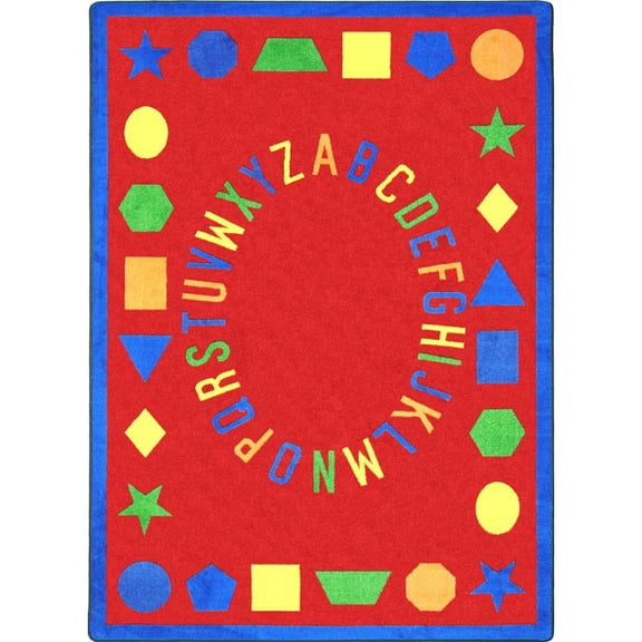 Joy Carpets Kid Essentials First Lessons 5'4" x 7'8" Area Rug in Color Red