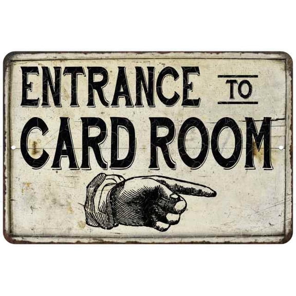 Entrance to Card Room Vintage Look Chic 8 x 12 High Gloss Metal 208120020167