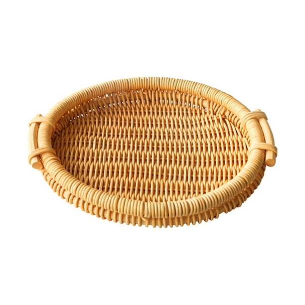Rattan Bread Basket With Handles Cracker Tray Woven Tea Trays For Serving Dinner Parties Coffee Breakfast Walmart Com Walmart Com