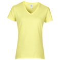 thumbnail image 1 of Gildan- Camiseta de algodón de  con cuello en forma de V para mujer (Amarillo), 1 of 5
