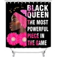 thumbnail image 5 of 4PCS Afro Girl Shower Curtain Set, Yellow Sunflower Butterfly White Polka Dots Inspirational Quotes Melanin Black Princess Crown African American Woman Bathroom Decor, Non-slip Bath Mat, 5 of 7