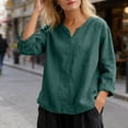 thumbnail image 3 of Iyufng V-Neck Tops for Women Short Sleeve Solid Color Loose-Fit Blouses Summer Casual Tops, 3 of 6
