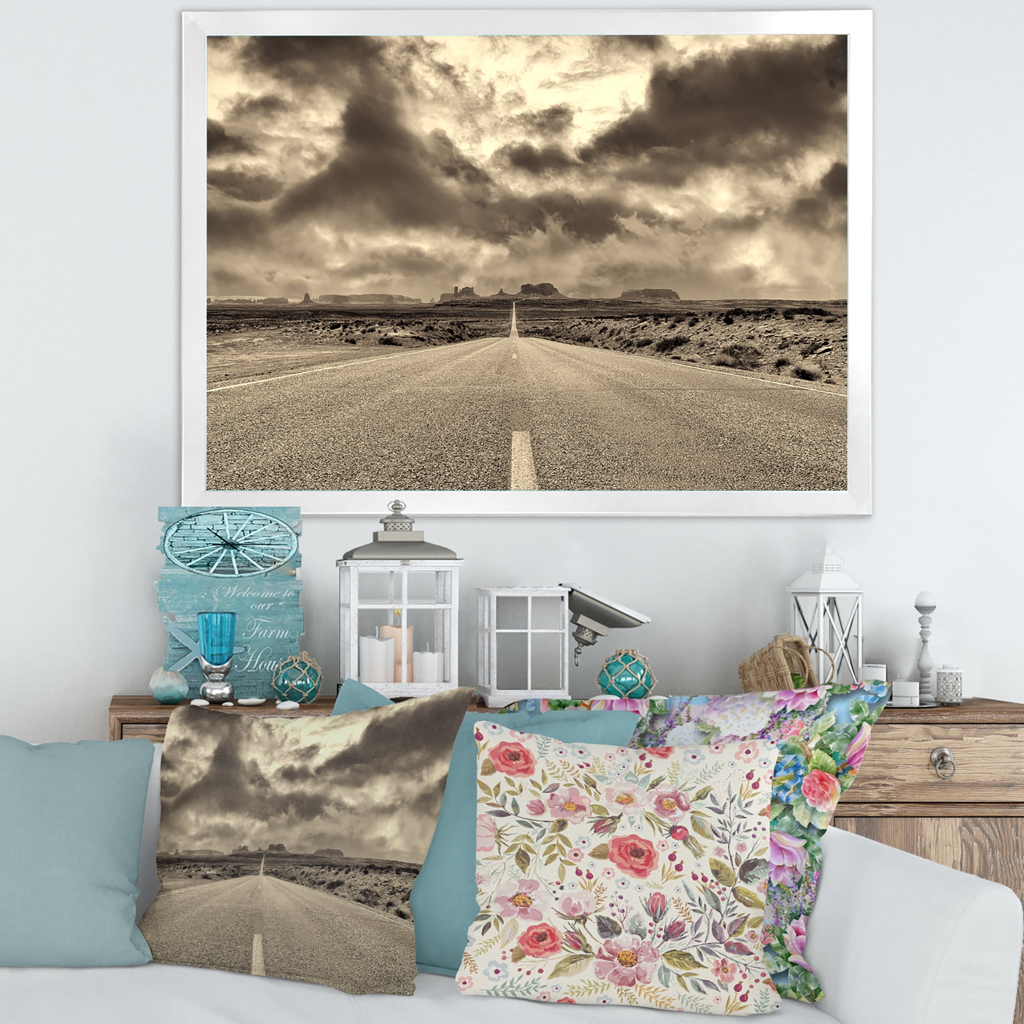 Designart 'The Straight Road To Monument Valley' Traditional Framed Art Print