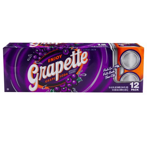 Great Value Grapette Grape Soda, 12 fl oz, 12 count