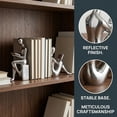 thumbnail image 2 of Unique Bargains Expandable Metal Bookends with Compartments Home 2 Pcs Silver, 2 of 5