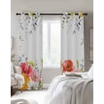 thumbnail image 4 of Pink Yellow Floral Blackout Curtains for Bedroom Living Room Darkening Curtains 84 Inch Length 2 Panels Set Spring Flowers Elegant Botanical Window Curtain Window Treatment Grommet Drapes 42"x84", 4 of 9