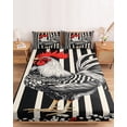 thumbnail image 2 of King Size Fitted Sheet Set - Vintage Rooster 3 Piece Bedding Sets 16" Deep Pocket Fitted Sheet with 2 Pillowcases, Black White Striped Watercolor Brushed Microfiber Hotel Luxury Bed Sheets, 2 of 9