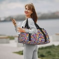 thumbnail image 6 of Kuqiui The Garden Tricolor Pansy Flower Print Foldable Travel Duffel Bag Tote Carry on Luggage Bag Personal item Sports Gym Bag Water Resistant Weekender Overnight Bags for Women and Men, 6 of 7