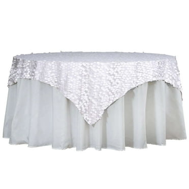 Efavormart 120" Beige Grandiose 3D Rosette Satin Round Tablecloth For ...