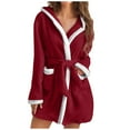 thumbnail image 2 of RXIRUCGD Mode Robe de Nuit Décontractée Unie à Manches Longues pour Femmes avec Poches en Velours Synthétique (Rouge, Taille : 2TG), 2 of 7