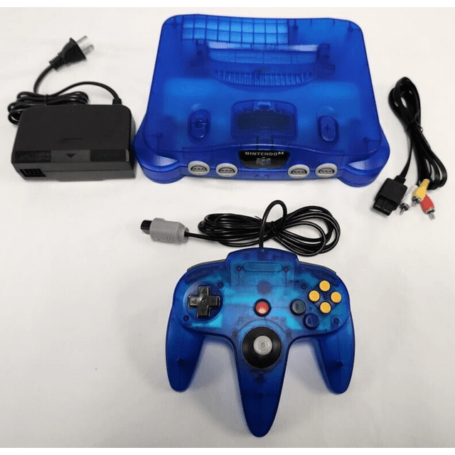 Authentique Nintendo 64 N64 Clair Translucide Bleu Foncé Remis à Neuf d'Occasion Sans Région USA&JP