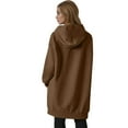 thumbnail image 4 of Resicozy Women's Zip Up Hoodies Plus Size Long Tunic Sweatshirts Casual Fashion Fall Jacket Coat with Pockets Coffee 2XL, 4 of 5