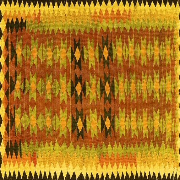 Ahgly Company Indoor Square Southwestern Yellow Country Area Rugs, 5' Square