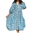 thumbnail image 3 of Gupgi Robe Bohème Ample pour Femmes Florale Col en V Manches Courtes Bouffantes Robe Midi Fluide, 3 of 9
