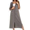 thumbnail image 4 of Defitshape Women's Zip Up Bathrobe Half Sleeve Long House Coat Full Zipper Robes Maternity Breastfeeding Housecoat Duster with Pockets Lightweight Nightgown Grey Large, 4 of 5