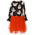thumbnail image 2 of Little Girls' Ruffle Sleeve Halloween Ghost Spider Tulle Party Flower Girl Dress Black Orange 5 L (P201645P), 2 of 4