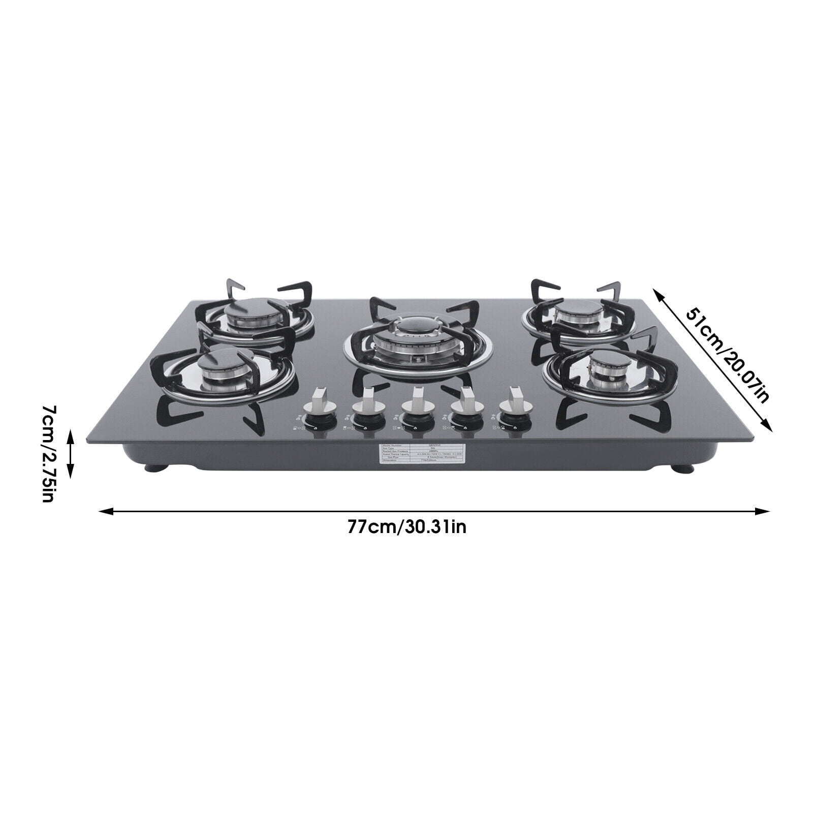 Five-burner Natural Gas Stove for Domestic or Commercial Cooking in the Home or Restaurant 30.3*20*2.76 inch