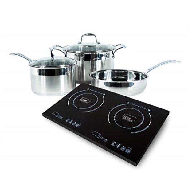 true induction 2 burner portable cooktop with 5 pc induction cookware