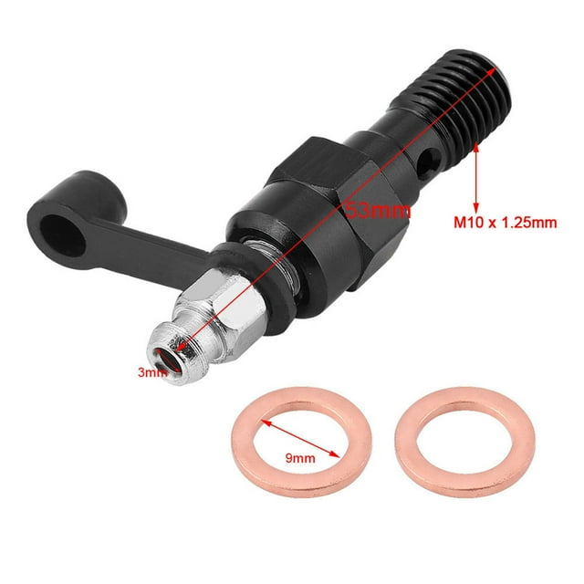 Banjo Bleed Screw, M10x1.25mm Motorcycle Brake Master Cylinder Caliper Bleed Screw Banjo Dust