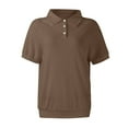 thumbnail image 4 of GXIPO Women's Polo Shirts Cotton 3-Button Short Sleeve Collared Tops Summer Cool Shirt Uniform Casual Shirts Light Brown 2XL, 4 of 5