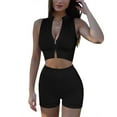 thumbnail image 5 of Babysbule Women Shorts Clearance Fashion Women Two-Piece Seamless Zipper High-Waisted Sports Shorts Workout Set, 5 of 9