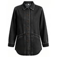 thumbnail image 4 of Vynhevius Women's Solid Denim Jacket Long Sleeve Loose Outerwear With Buttons And Pockets, 4 of 7