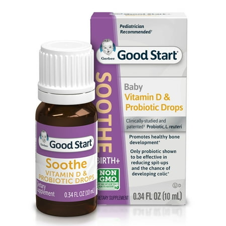 Gerber Good Start Soothe Baby Probiotic Drops with Vitamin D, 0.34 fl oz Bottle