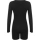 thumbnail image 3 of 26-27 Long Sleeve V-neck Rompers For Women - Bodycon Stretchy Jumpsuit Bodysuit With Shorts, 3 of 5