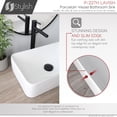 thumbnail image 4 of Stylish Vessel 19" White Porcelain Rectangular Bathroom Sink P-227H, 4 of 11