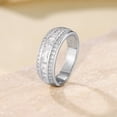thumbnail image 5 of SFTING Wedding Band for Women 925 Sterling Silver Eternity Ring Princess Emerald 5A CZ Anniversary Size 7, 5 of 7