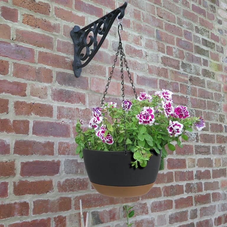 10 Inch Hanging Planter, 2 Pack Plant Hanger Indoor Outdoor, Self Watering Plant Pot Hanging Baskets Holder Plants for Garden Home-Gray