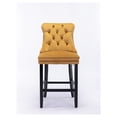 thumbnail image 2 of Upholstered Barstools Set of 2, Golden Button Tufted Bar Chairs with Wooden Legs & Nailhead Trim, Leisure Style Kitchen Counter Stools, 2 of 9