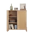 thumbnail image 2 of IVV Modern Mid-Century Storage Cabinet with 2 Woven Rattan Doors, Adjustable Shelves & Solid Wood Legs, Bohemian Style Accent Cabinet for Living Room, Dining Room, Entryway (Natural), 2 of 7